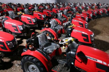 A fleet of MF 6028 - premium compact utility tractors that were delivered to over 100 farmers in Nashik Maharashtra