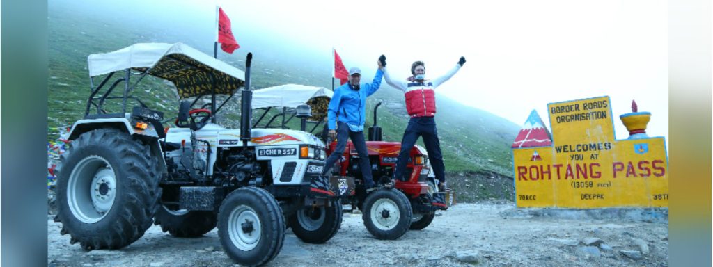 Eicher tractors drive through the highest motor-able road in the world